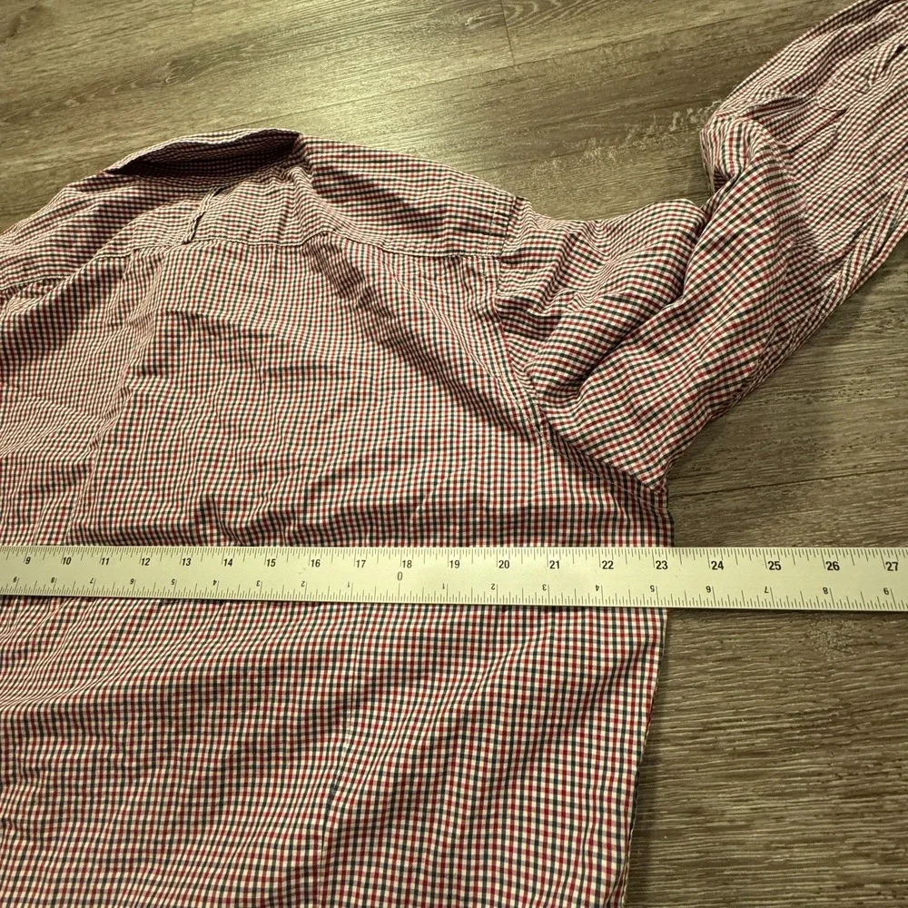 Banana Republic Shirt Mens L Red Cotton Tailored Slim Fit Gingham Preppy Classic